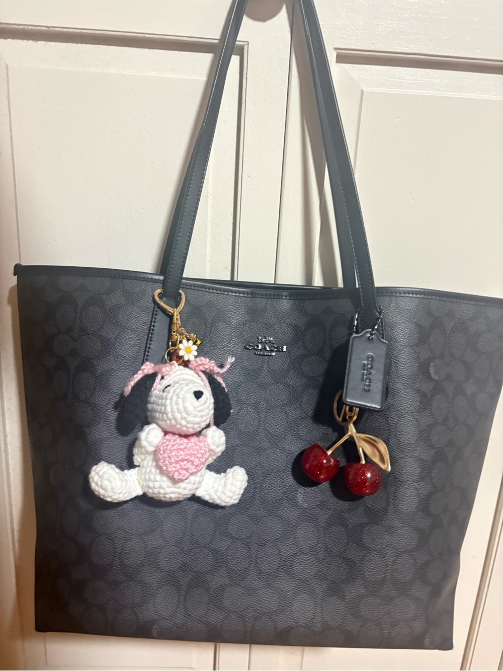 Coach Gray/Black Large City Tote in Signature Canvas